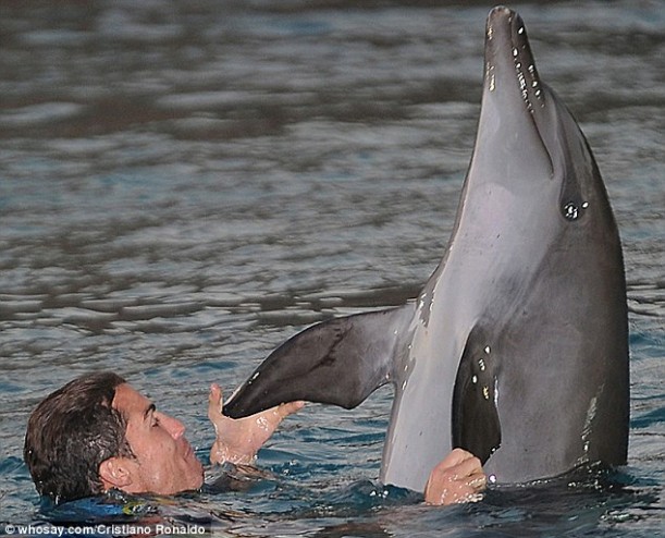 Cristiano Ronaldo Swims with Dolphin