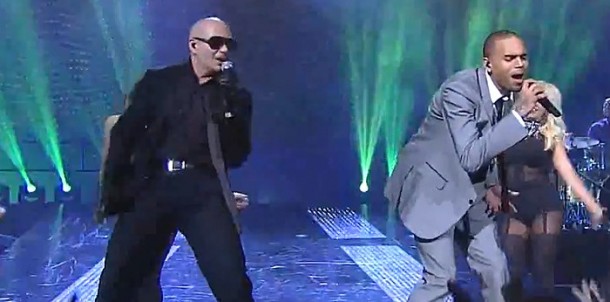 Pitbull & Chris Brown at the NBA All-Star Game
