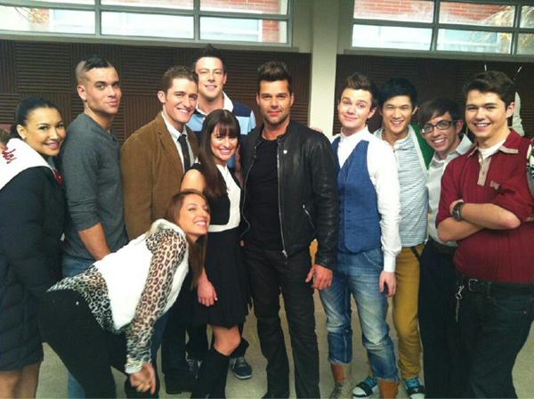 Ricky Martin on the set of Glee