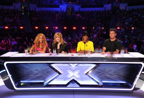 Paulina Rubio and Demi Lovato on The X Factor